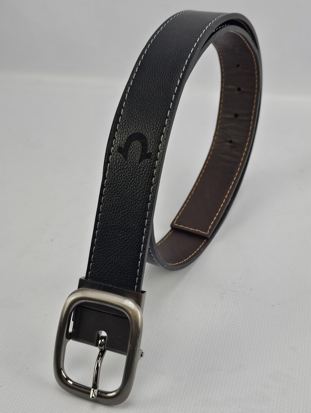 True Religion Men's Reversible Lumin Textured Roller Twist Belt Size 38